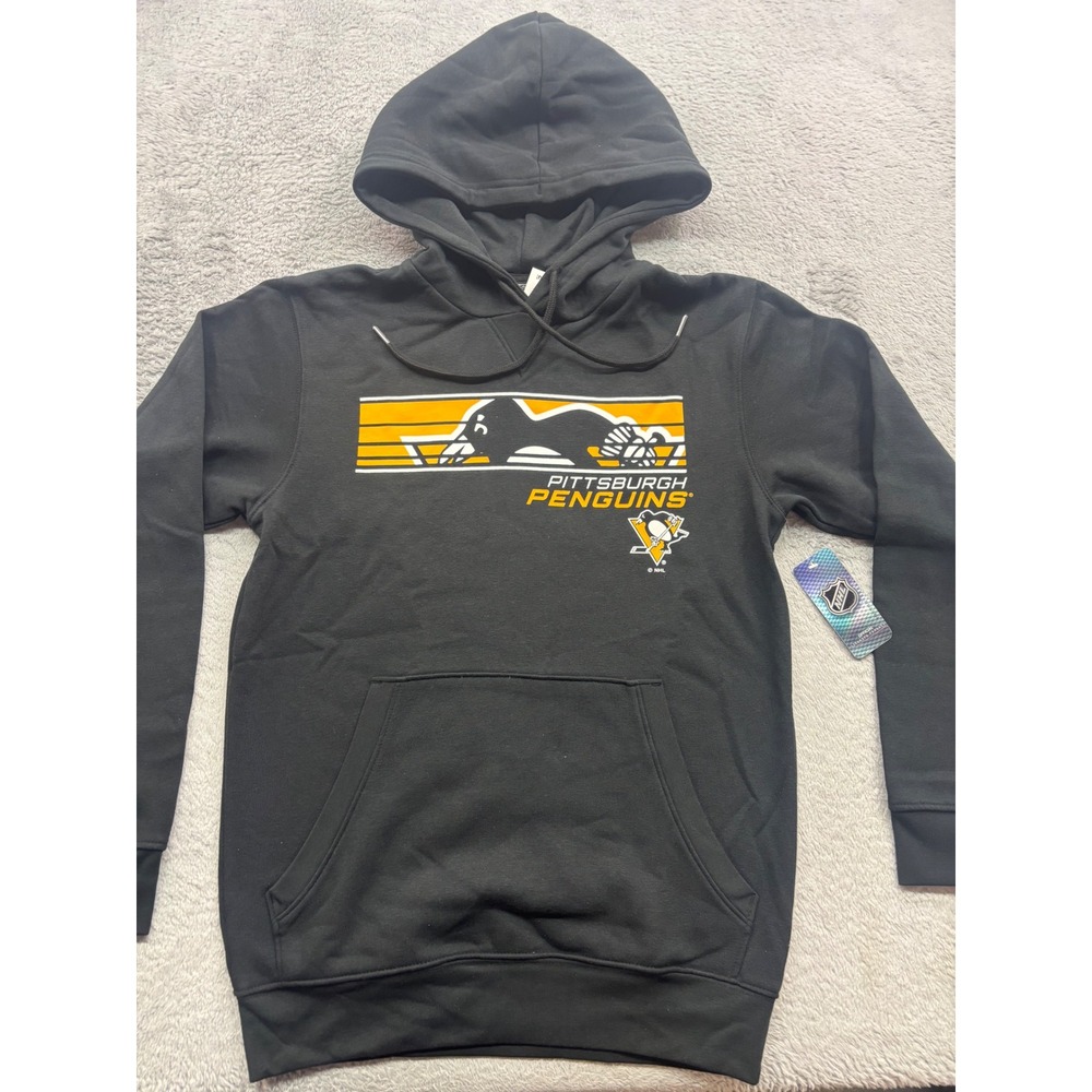 NHL‎ Pittsburgh Penguins Mens Black Graphic Pullover Hoodie Sweatshirt Small NEW